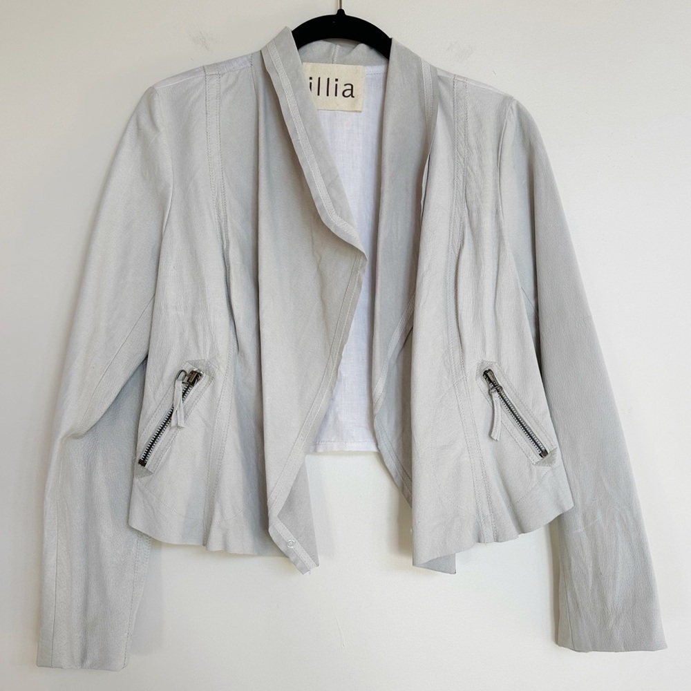 illia Leather and Linen Jacket Ivory Size Small